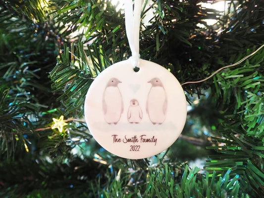 Family Christmas Penguin Bauble