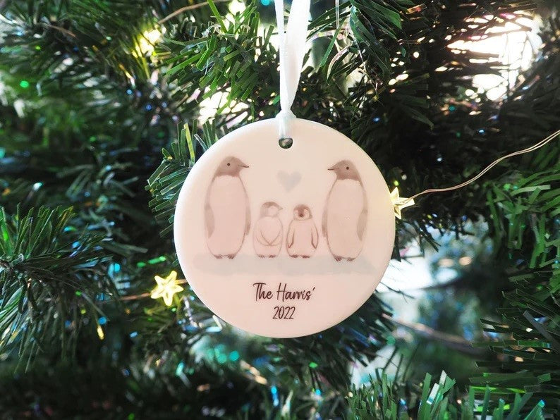 Family Christmas Penguin Bauble