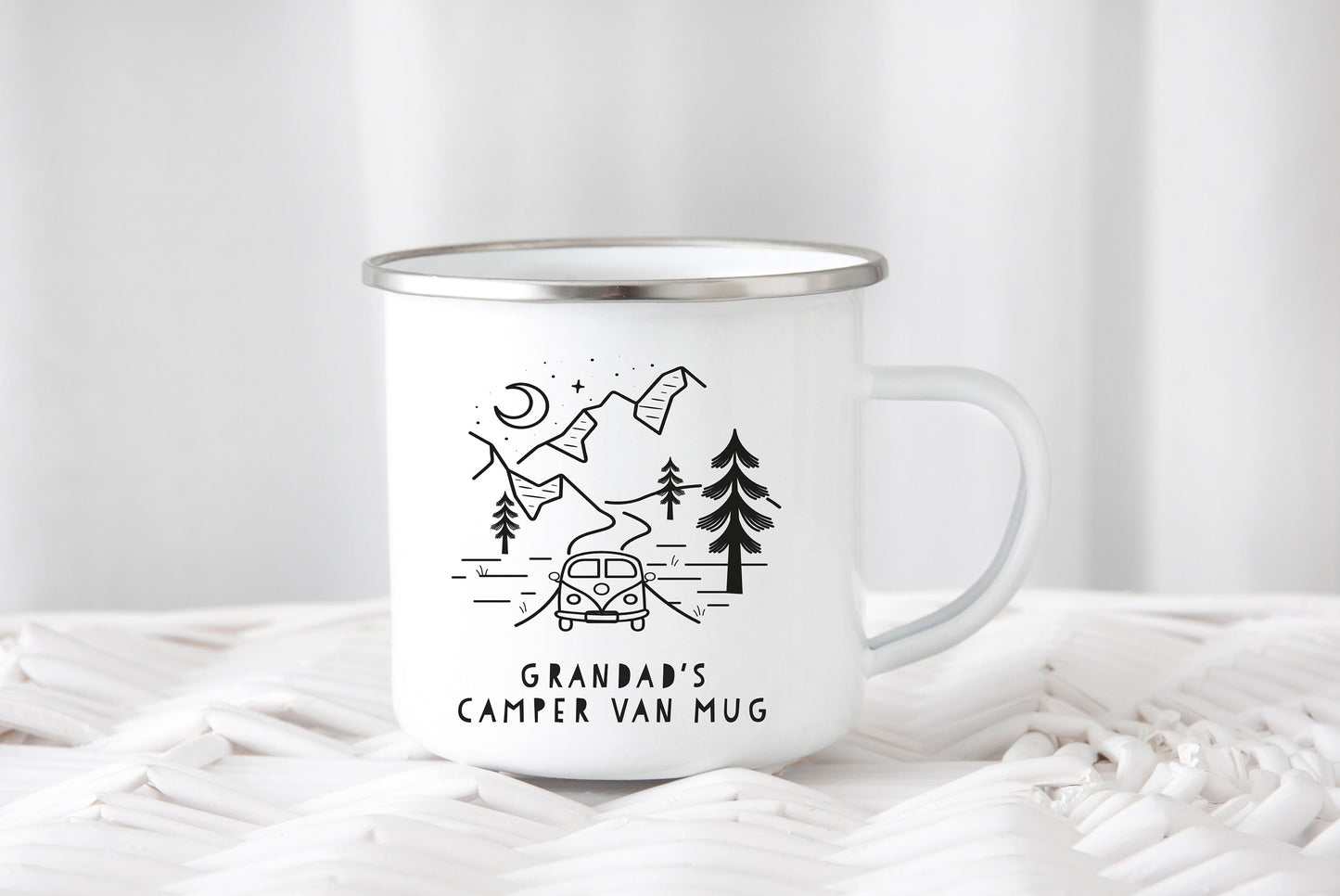 Camper Van Mug, Enamel Mug, Personalised Gift, Gifts for Him, Gifts for Her, Camping