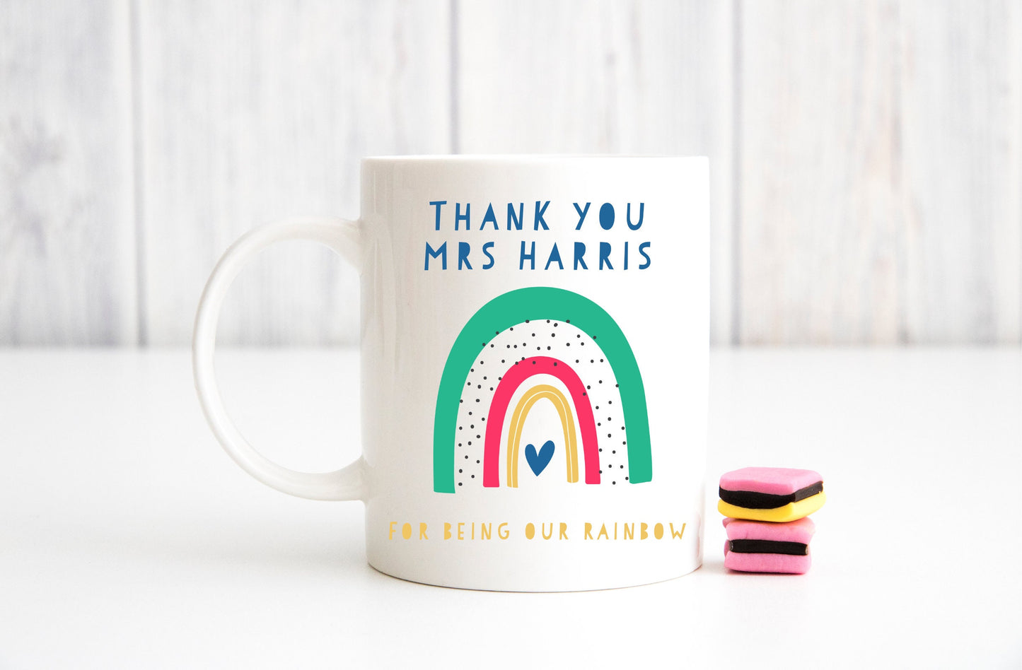 Personalised Rainbow Mug - Teacher Gift - Thank you Present