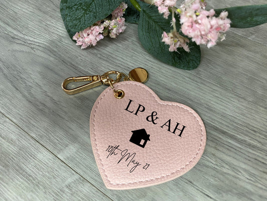 Personalised Heart Keyring, New Home Keyring, His and Hers