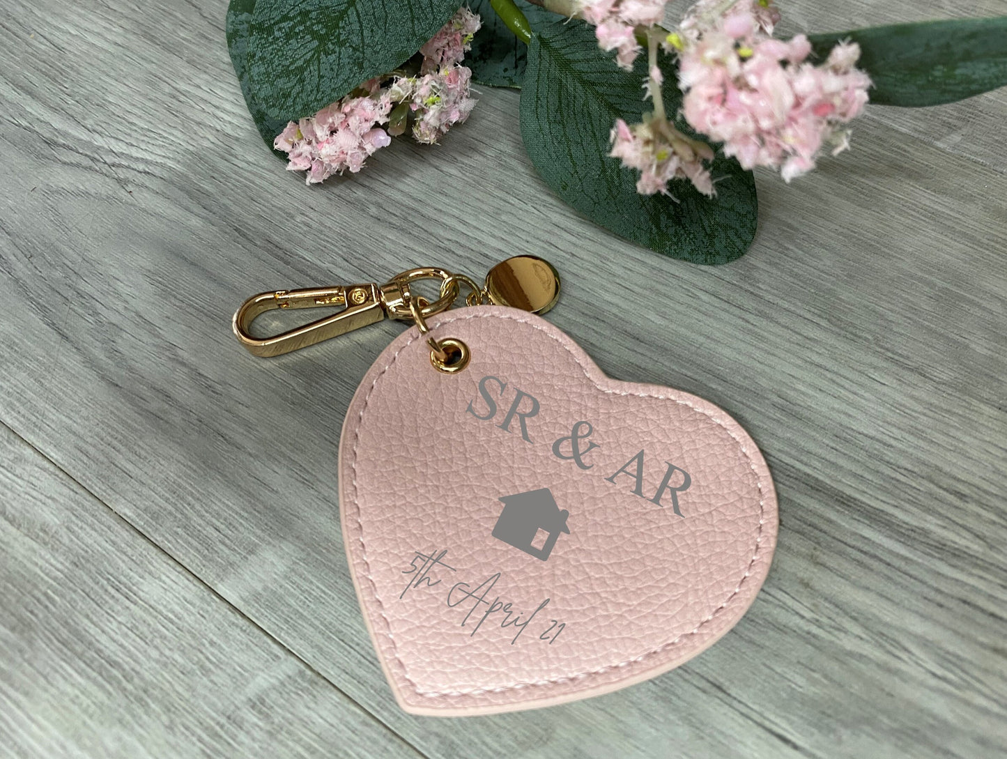 Personalised Heart Keyring, New Home Keyring, His and Hers