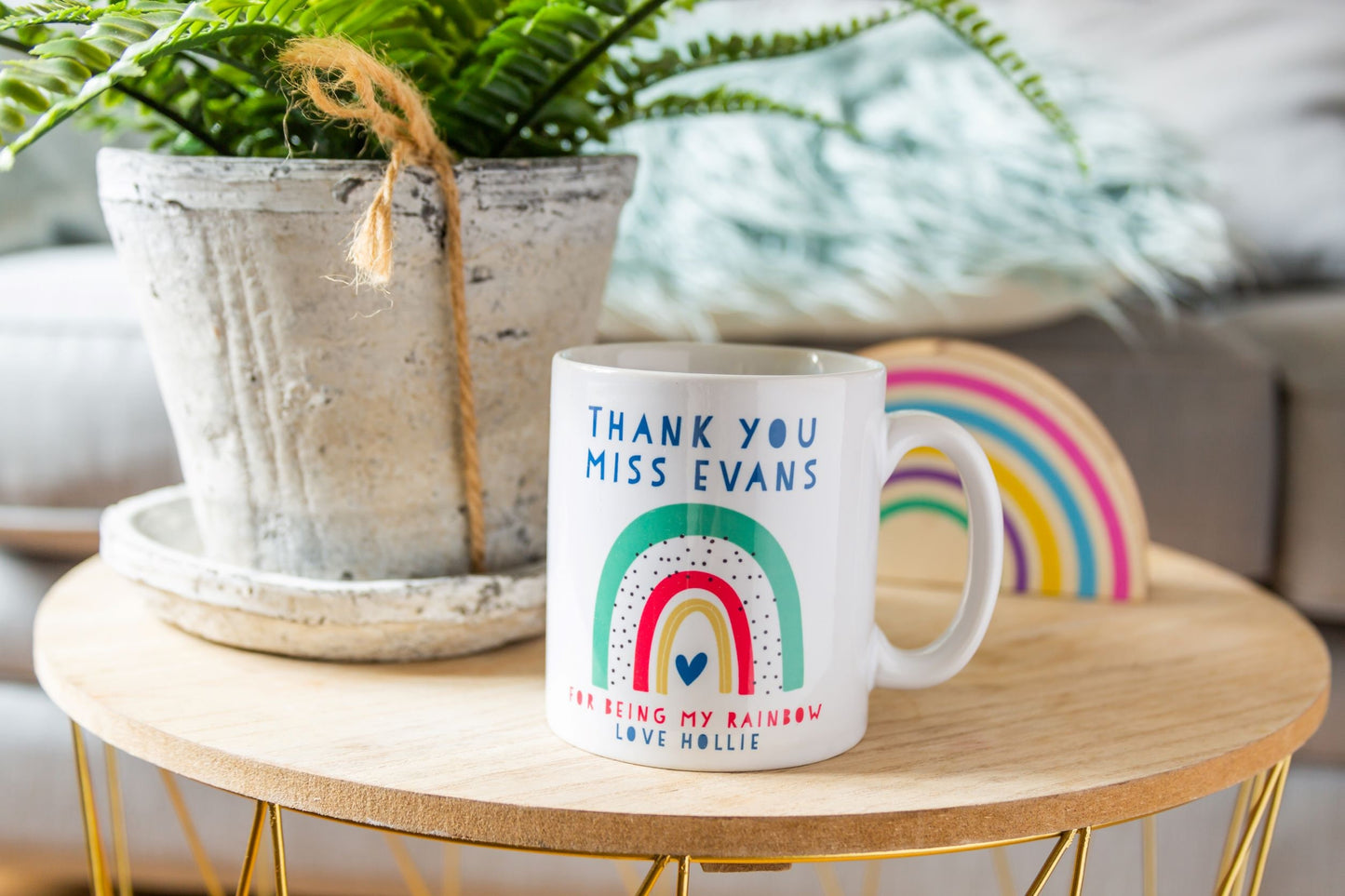 Personalised Rainbow Mug - Teacher Gift - Thank you Present