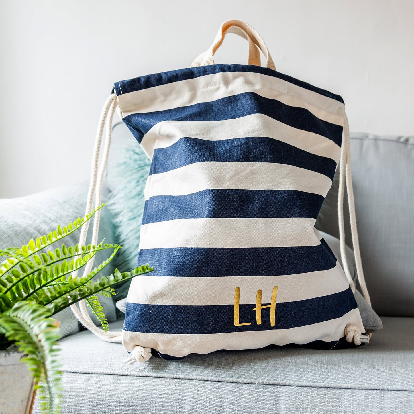 Personalised Nautical Gymsac, Canvas Shopping Bag, Birthday Gift, Gym Bag - Perfect Gift