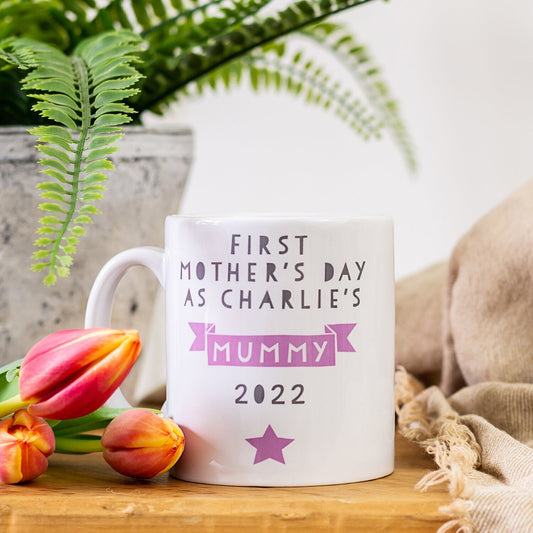 First Mother's Day Personalised Mug, New Mum Cup and Coaster Gift Set