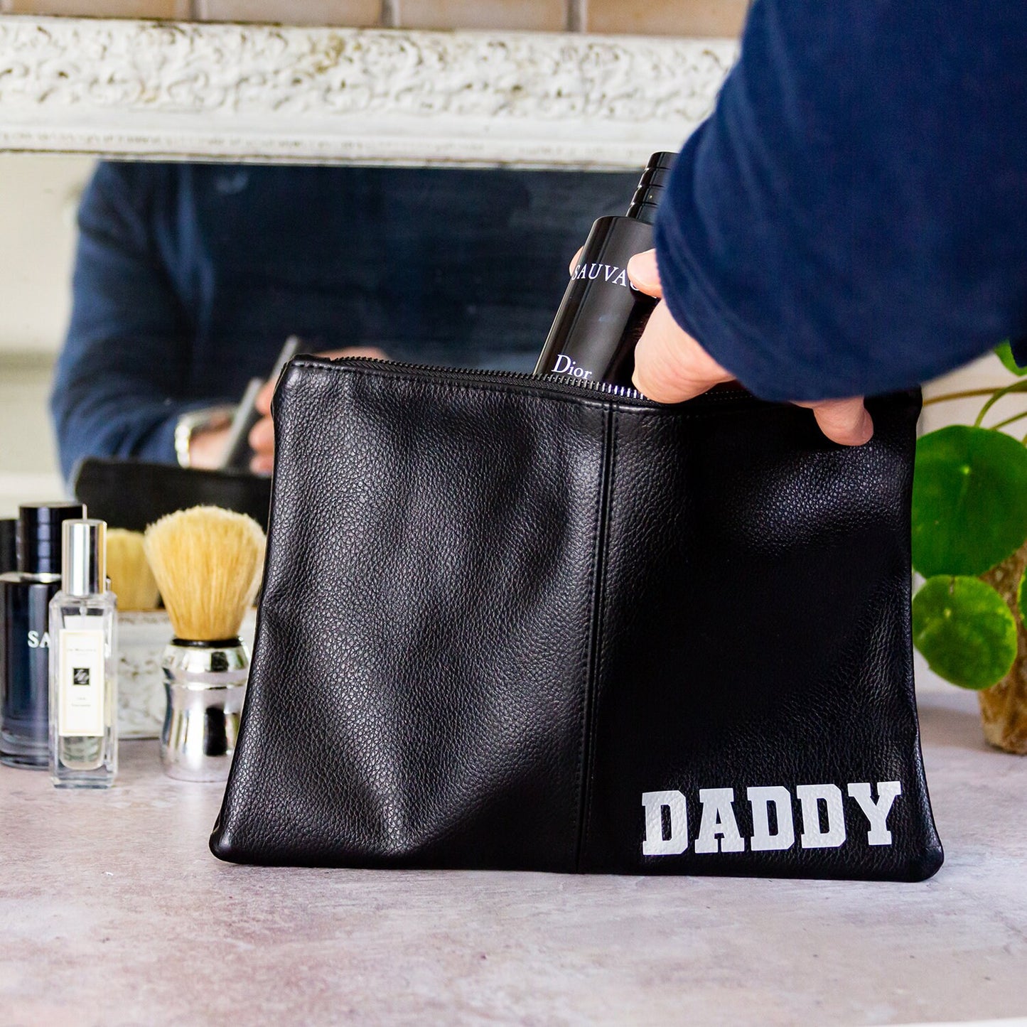 Personalised Dad Washbag, Father Wash Bag, Daddy Gifts, Christmas Dad Gift, Leather Look Wash Bag, Initial Washbag, Beard Gift, Men's Gift